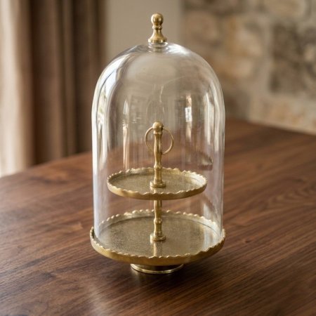 مضيفة بطبقتين مع غطاء زجاجي