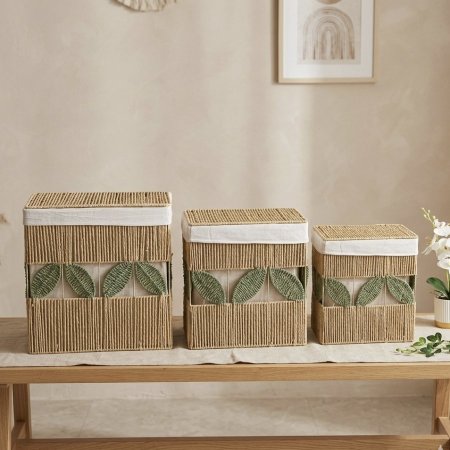 طقم سلات قش بتصميم طبيعي