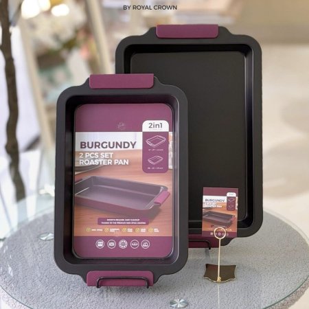 طقم صواني فرن من اصدار برغندي من رويال كراون