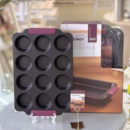 صينية خبز كب كيك 12 قطعة من اصدار برغندي من رويال كراون