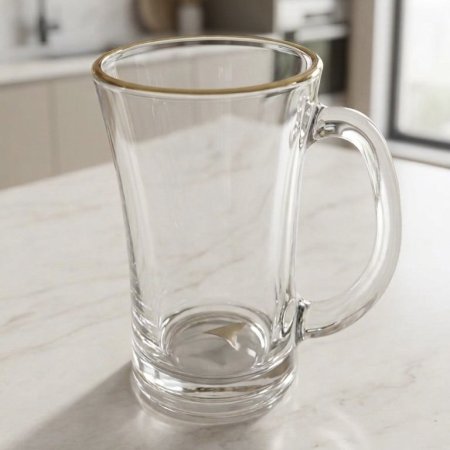 كاسة كوكتيل زجاجية شفافة مع حز ذهبي