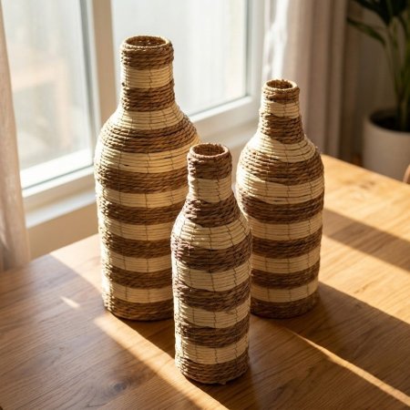 طقم فازات قش طويلة مخططة