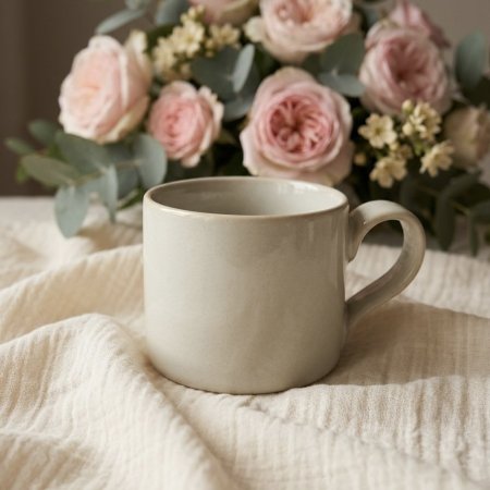 مج بورسلان لون كريمي فاتح بتصميم كلاسيكي بسيط