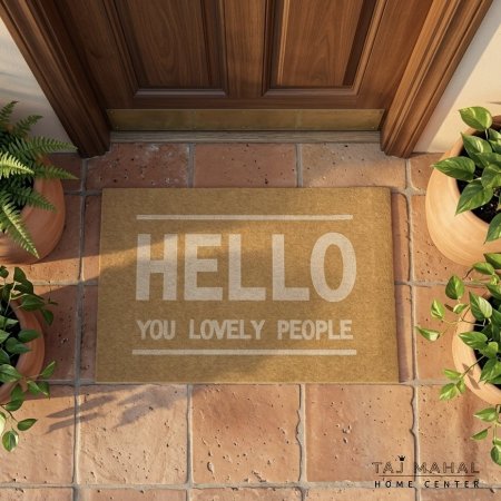 دعسة مدخل باب من ألياف طبيعية بعبارات ترحيب كلاسيكية