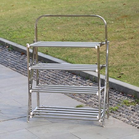 رف منظم أحذية ستانلس ستيل ٤ طبقات