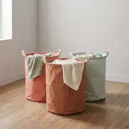 سلال غسيل قماشية دائرية قابلة للطي