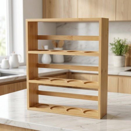 ستاند منظم بهارات من خشب البامبو ٣ طبقات