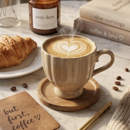 مج سيراميك لون بيج بتصميم مضلع عريض