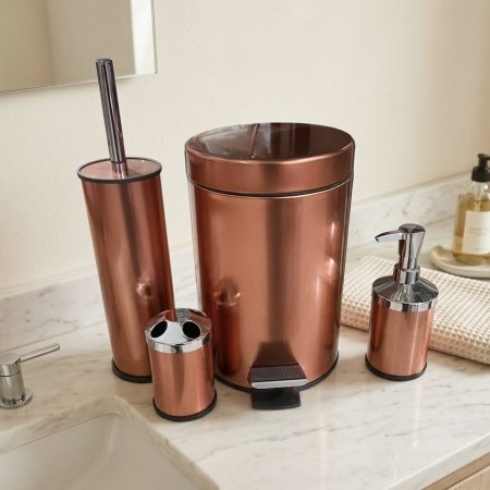 طقم حمام معدني لون روز جولد 4 قطع