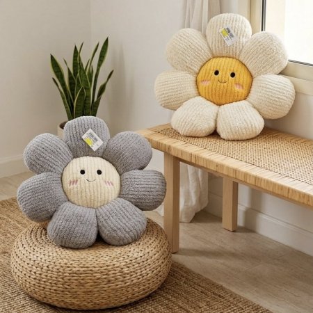 وسادة ديكور ناعمة على شكل زهرة 