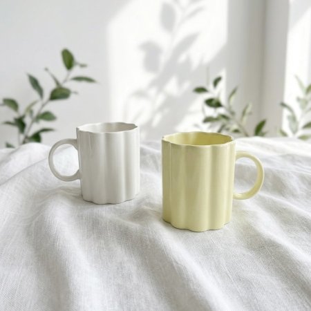 مج سيراميك بتصميم يشبه بتلات الزهور