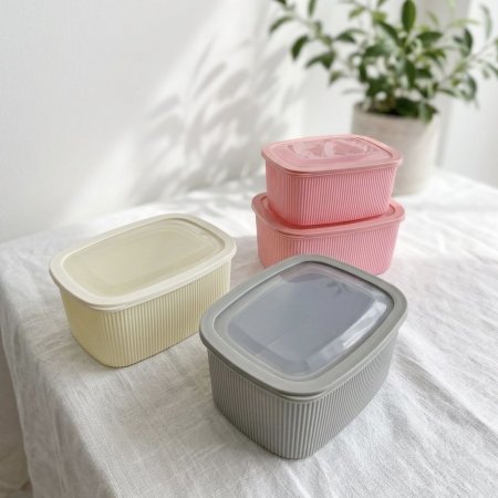 علب تخزين الطعام البلاستيكية المستطيلة المضلعة