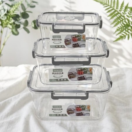 طقم علب حفظ طعام أكريليك مستطيلة محكمة الإغلاق