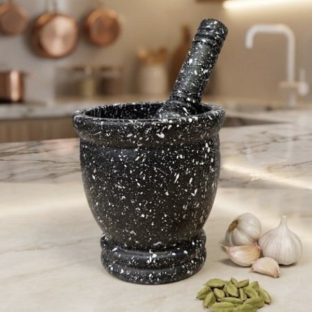 مدق تومة بلاستيك عظم متين اسود مع نقاط بيضاء