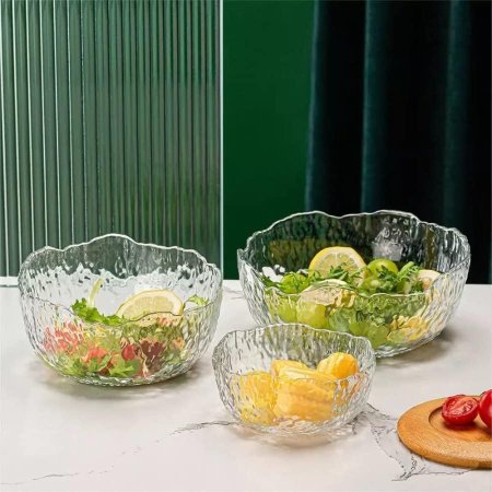 طقم صحون زجاج شفاف 3قطع
