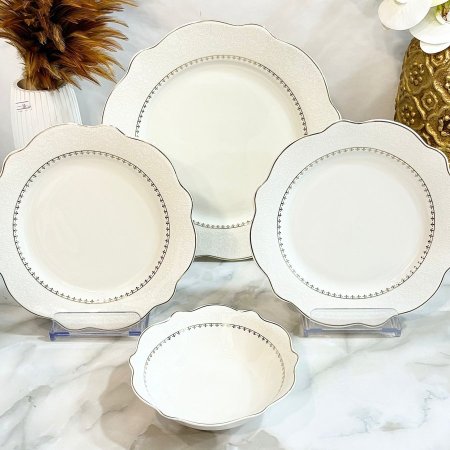 طقم صحون 24 قطعة منقش