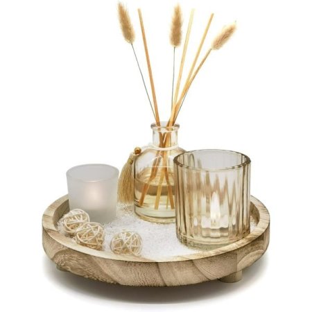 بكج خشب ديكور (عطر عودان،صينية،رمل ابيض  وورد مجفف ديكور)