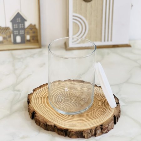 مطربان زجاج شفاف غطاء بلاستك ابيض