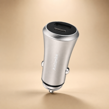شاحن سيارة ثنائي المنافذ Type-C + USB شحن سريع