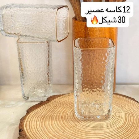 12 كاسة عصير شفاف كبير