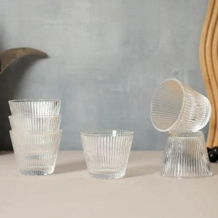 طقم 12 فنجان شفاف مخطط