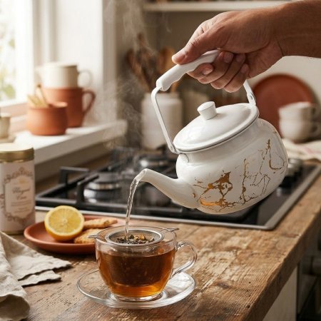 براد شاي 1 لتر ماربل ابيض
