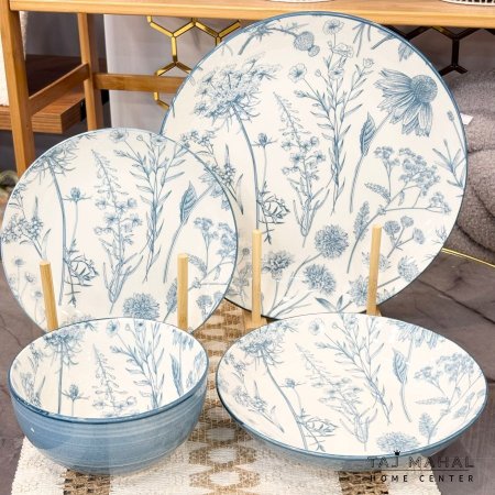 طقم صحون 24 قطعة بنقشة زهور