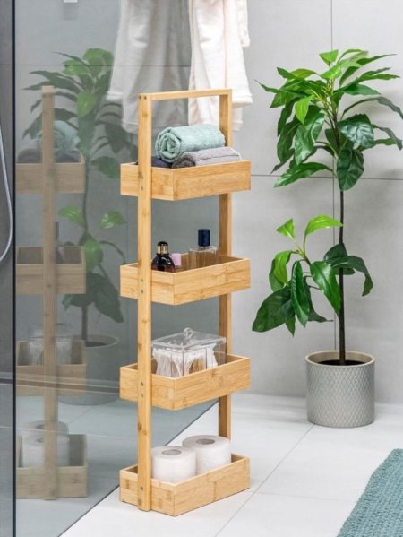 رف خشب بامبو متعدد الاستخدامات