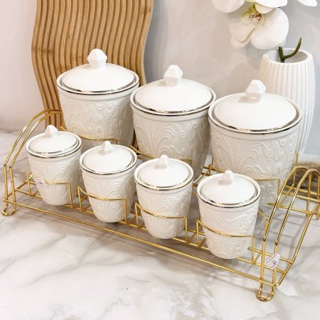 ستاند علب بهارات ابيض سيراميك