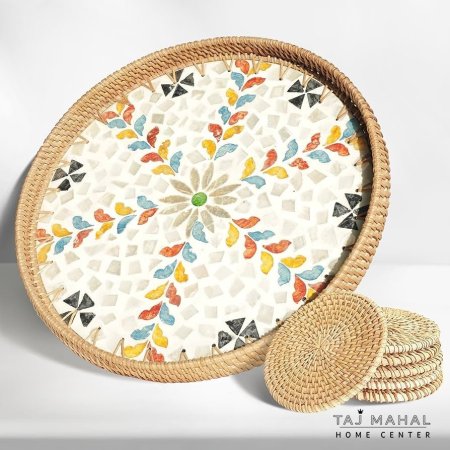 صينية صدف طبيعي - خيزران