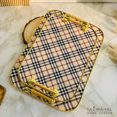 صواني تقديم مستطيلة بنقشة كاروهات