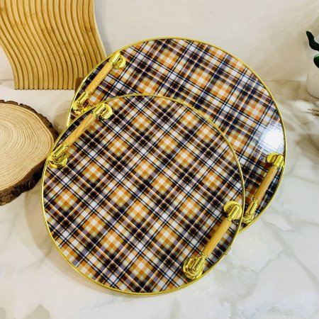 صواني تقديم دائرية بنقش كاروهات