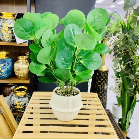 نبتة خضراء صناعية في قوار ابيض