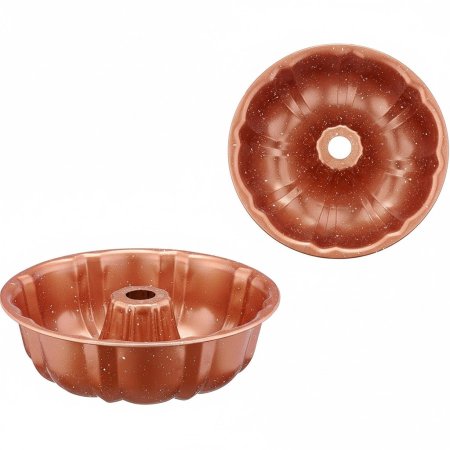 قالب كيك دائرى جرانيت غير قابل للصق شكل ورده - نحاسى