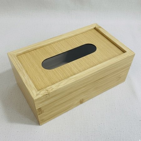 علبة محارم مستطيل خشب البامبو