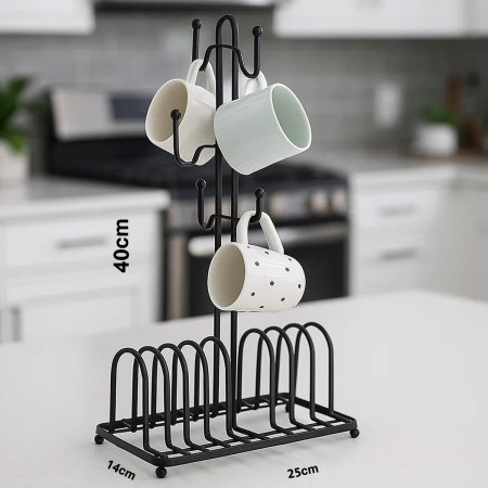 مشك وحامل صحون واكواب معدني بلون اسود