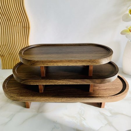 صواني تقديم خشبية بيضاوية