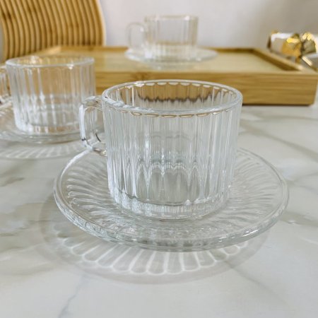 طقم ٦ فناجين قهوة مع ٦ صحون