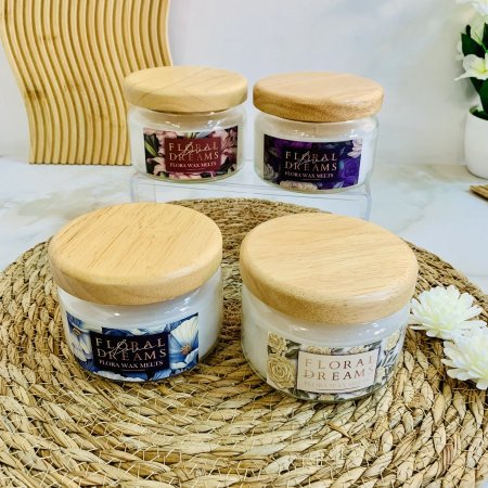 مطربان شمع معطر بروائح الأزهار مع غطاء بامبو