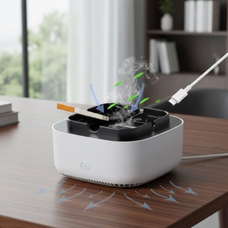 منفضة سجائر إلكترونية ومزودة بخاصية تنقية الهواء