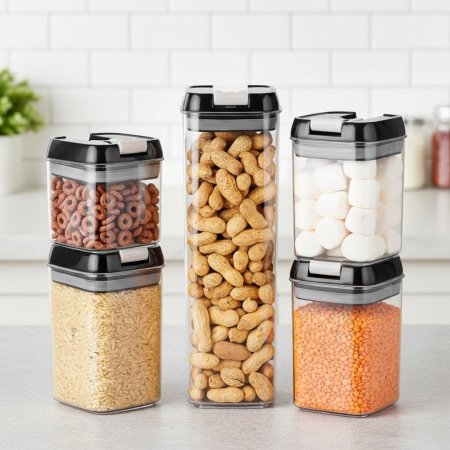 طقم 5 علب بلاستيكية لتخزين الطعام محكم الإغلاق