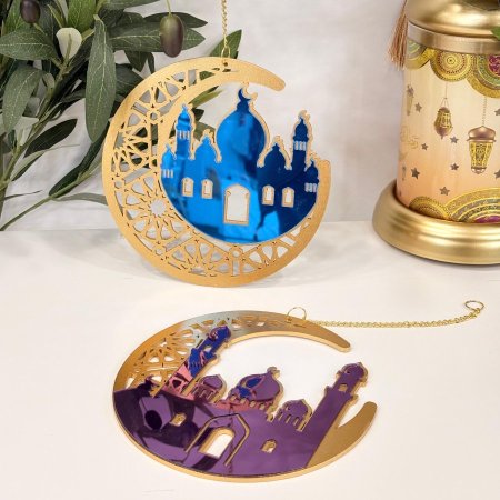 زينة حائط معلقة بشكل هلال وقبة مسجد