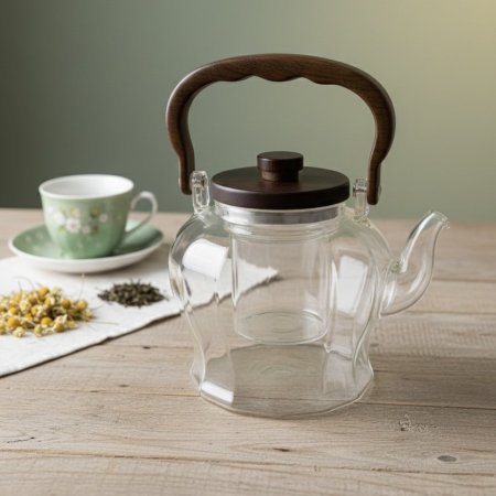 إبريق شاي زجاجي حراري مع مصفاة داخلية
