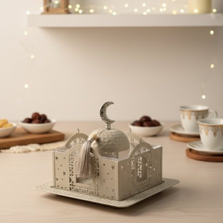 مضيفة مستطيل/مربع بغطاء اكريليك مزخرف ٢٥ سم