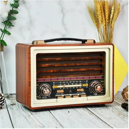 راديو MEIER طراز M-2021BT متعدد الوظائف بتصميم ريترو خشبي