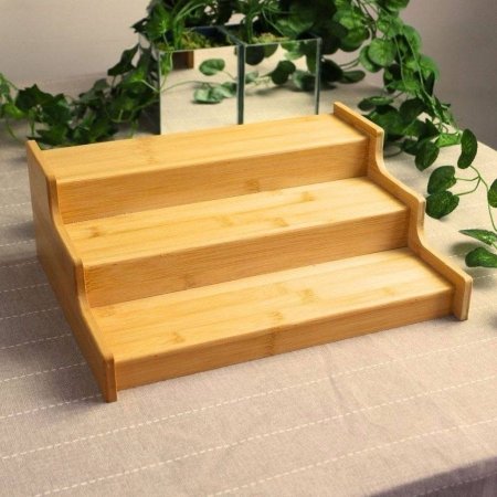 رف توابل من خشب البامبو 3 طبقات قابل للتمدد