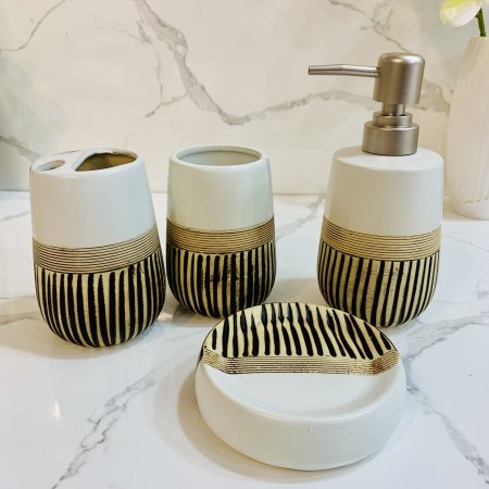 طقم مغسلة سيراميك 4 قطع بتصميم انيق