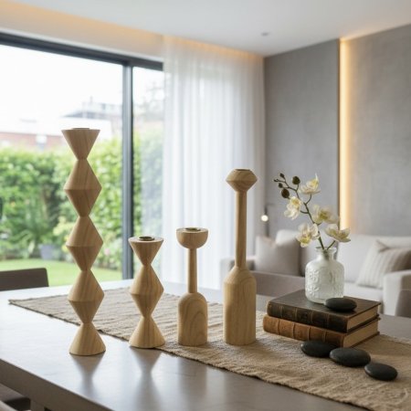 شمعدان خشبي بتصاميم متعددة