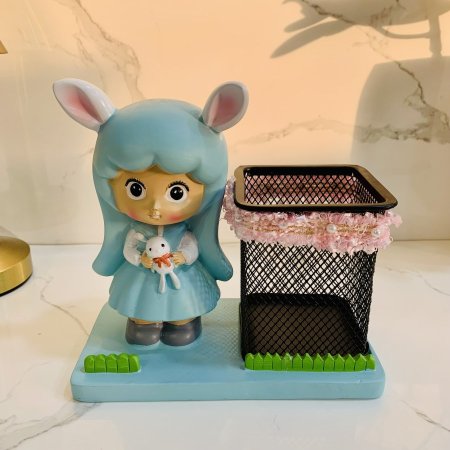 حامل أقلام كرتوني لطيف على شكل فتاة أرنب